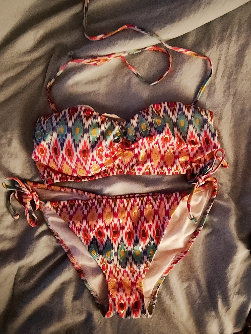 Victorias Secret Ikat Print Tie-Side Bikini Set 32B Medium